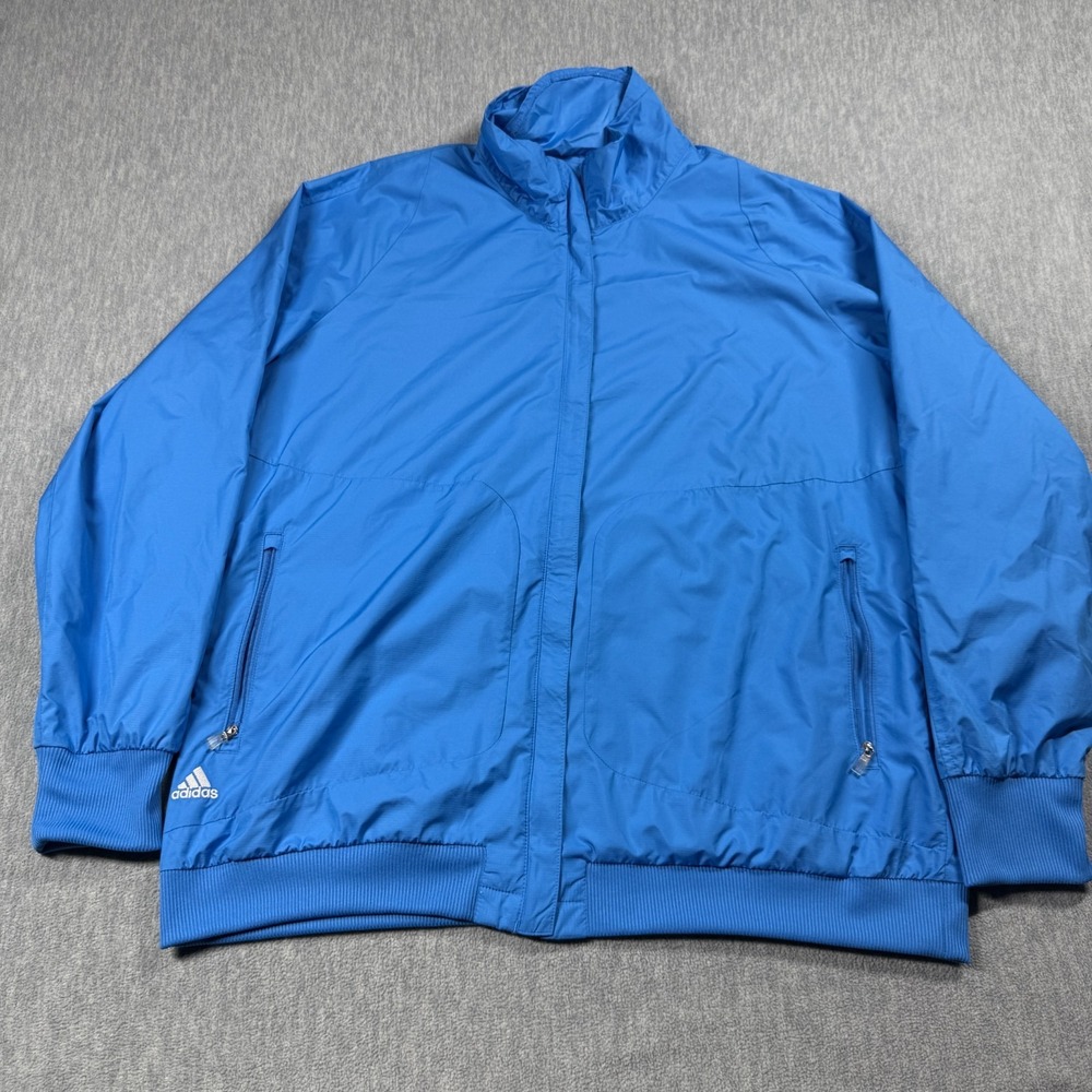 Adidas Jacket Women XL Blue Climaproof Ripstop Full Zip Golf Windbreaker